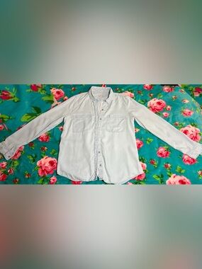 7 For All Mankind Light Blue Denim-Style Button-Down Shirt